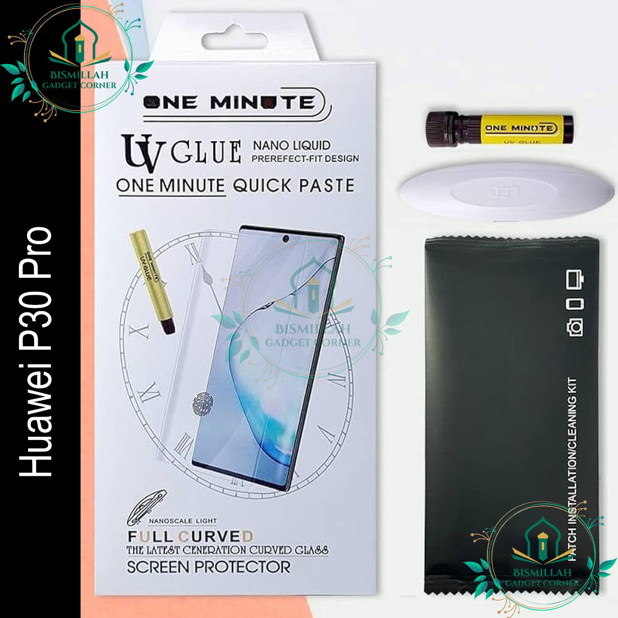 Premium UV Tempered Glass For Huawei P30 Pro Screen Protector Curved with Liquid Glue and UV Light -Transparent Clear Screen Protectors Price in Bangladesh - Mobile.com.bd