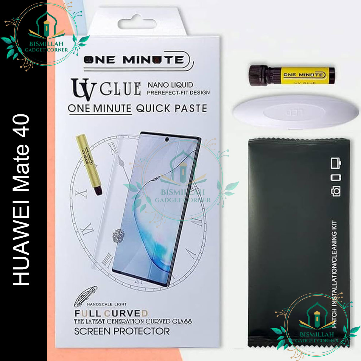 Premium UV Tempered Glass For Huawei Mate 40 Screen Protector Curved with Liquid Glue and UV Light -Transparent Clear Screen Protectors Price in Bangladesh - Mobile.com.bd