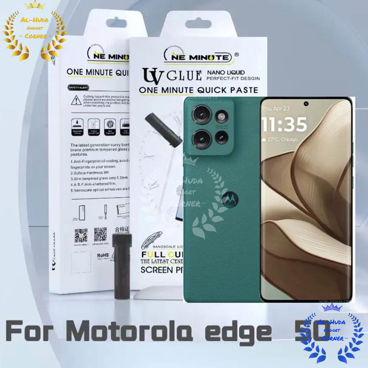 Premium UV Tempered Glass For Motorola Edge 50 Screen Protector Curved with Liquid Glue and UV Light -Transparent Clear Screen Protectors Price in Bangladesh - Mobile.com.bd
