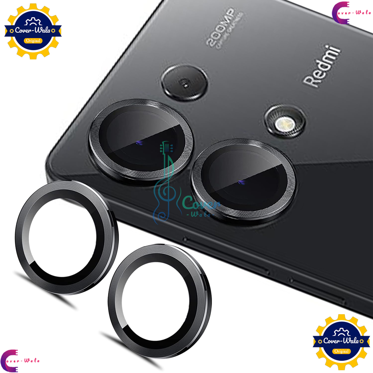 For Xiaomi Redmi Note 13 5G / Xiaomi Redmi Note 13 Pro 5G Camera Protector WSKEN Metal Ring Tempered Glass Camera Lens Protector - Price in Bangladesh