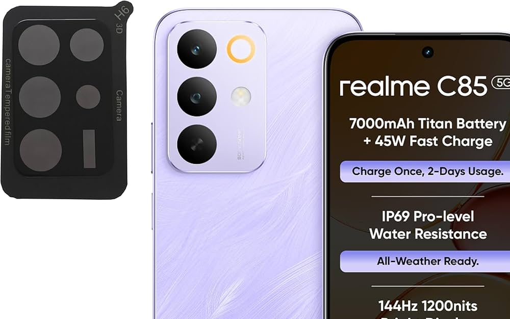 Camera Protector For Realme C85/C85 Pro WSKEN Metal 3D Tempered Glass Camera Lens Protector Camera Lens Protectors Price in Bangladesh - Mobile.com.bd