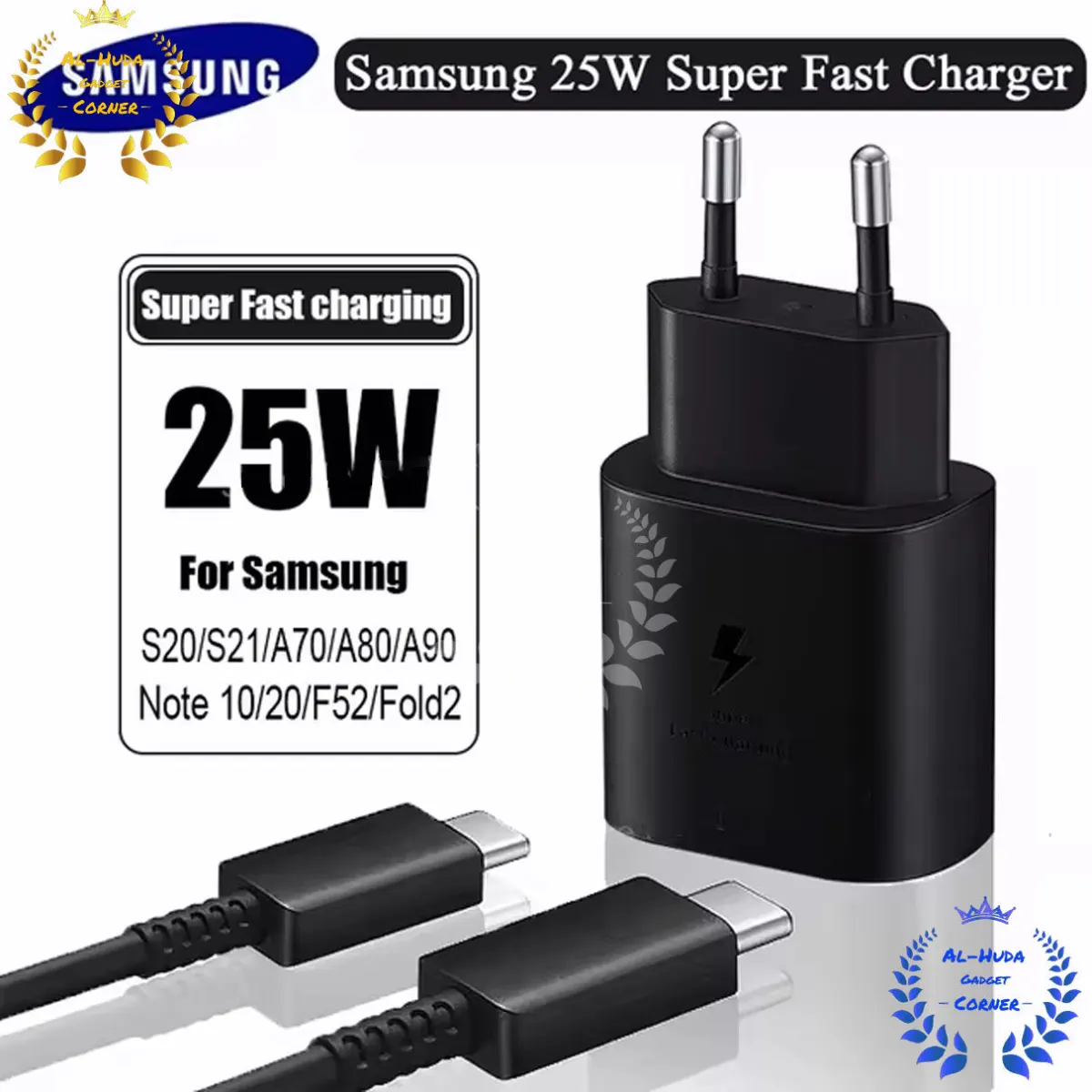 Samsung 25W Super Fast Orginal Charger Usb Type C to Type C Cable Charger Power Adapter For Galaxy Usb-C (2 Pin) - Samsung PD Charger - Price in Bangladesh
