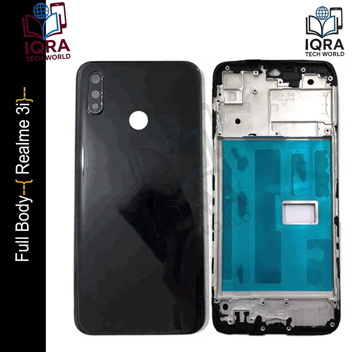 Realme 3i Full Body Housing / Middle Frame Chassis with Back Panel(Black) Replacement Parts Price in Bangladesh - Mobile.com.bd