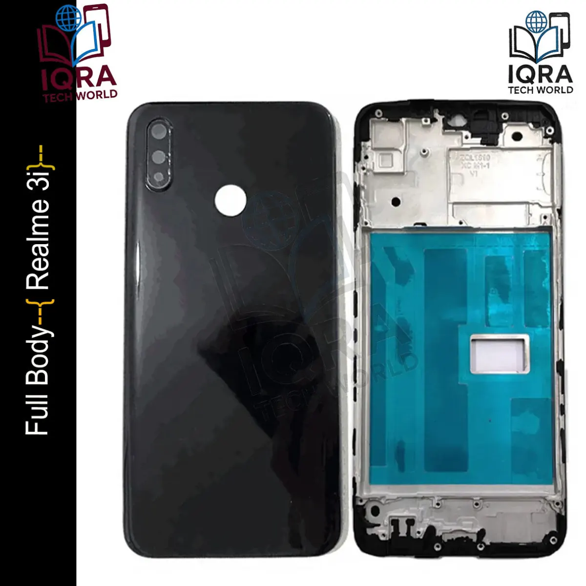 Realme 3i Full Body Housing / Middle Frame Chassis with Back Panel(Black) Replacement Parts Price in Bangladesh - Mobile.com.bd
