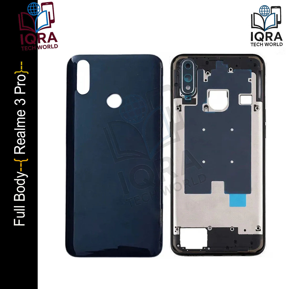 Realme 3 Pro Full Body Housing / Middle Frame Chassis with Back Panel(Black) Replacement Parts Price in Bangladesh - Mobile.com.bd