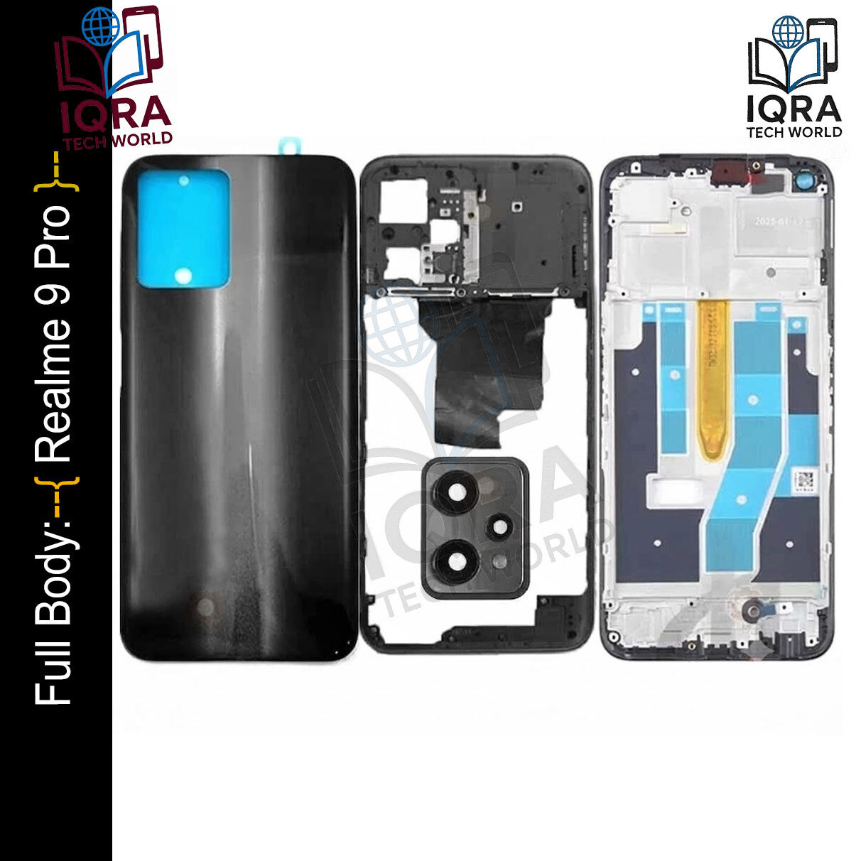 Realme 9 Pro Full Body Housing / Middle Frame Chassis with Back Panel(Black) Replacement Parts Price in Bangladesh - Mobile.com.bd