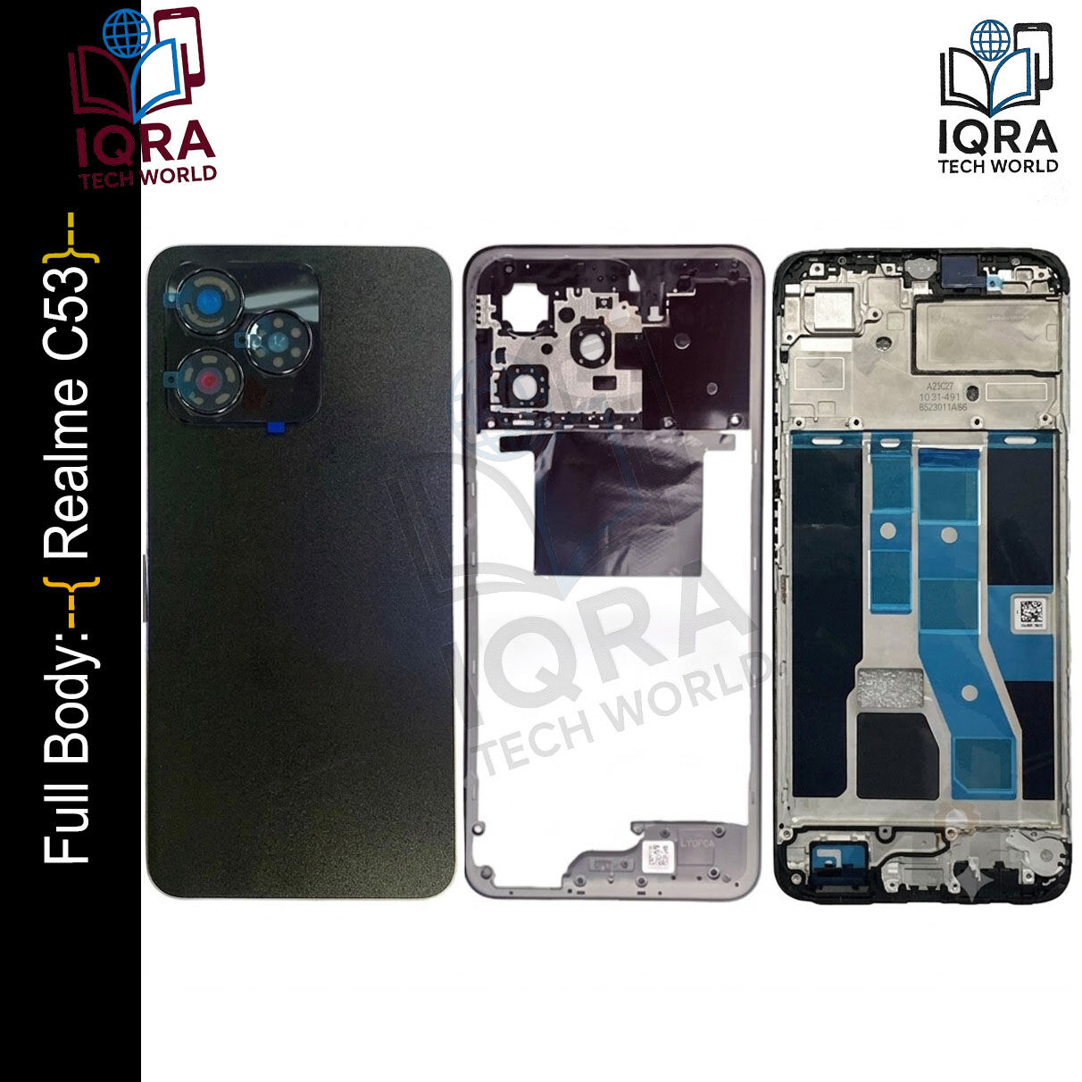 Realme C53 Full Body Housing / Middle Frame Chassis with Back Panel(Black) Replacement Parts Price in Bangladesh - Mobile.com.bd