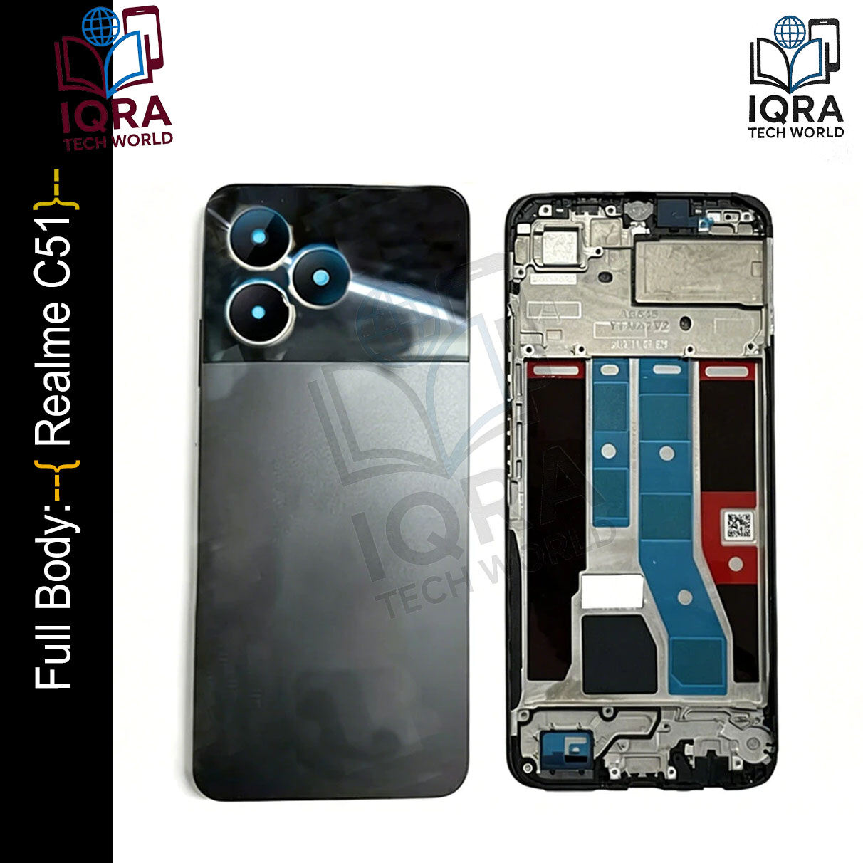 Realme C51Full Body Housing / Middle Frame Chassis with Back Panel(Black) Replacement Parts Price in Bangladesh - Mobile.com.bd