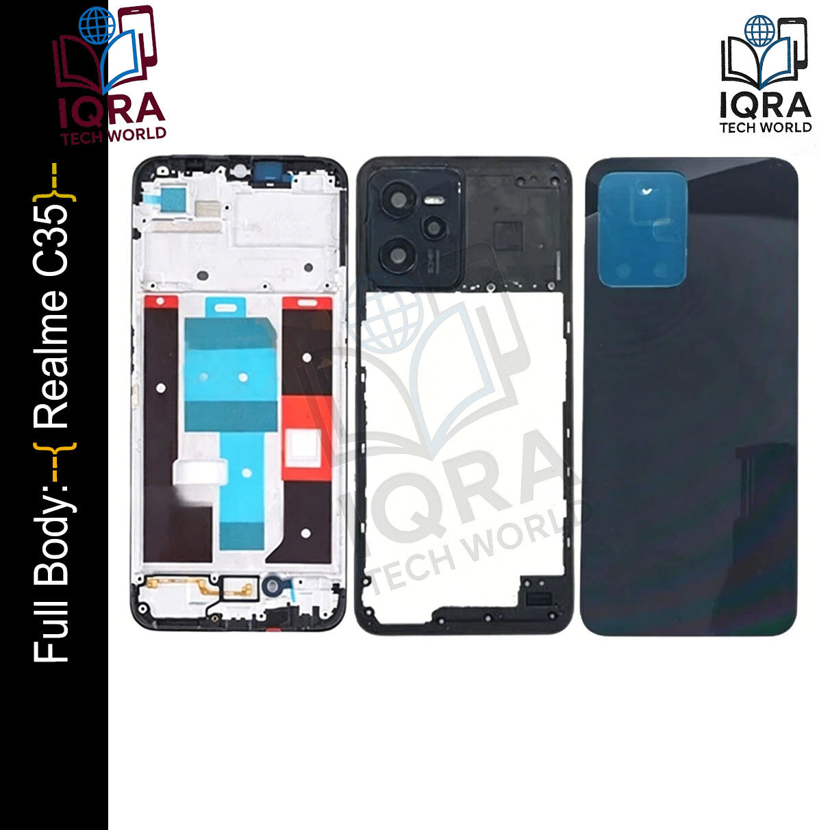 Realme C35 Full Body Housing / Middle Frame Chassis with Back Panel(Black) Replacement Parts Price in Bangladesh - Mobile.com.bd