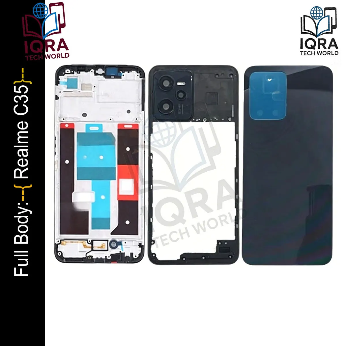 Realme C35 Full Body Housing / Middle Frame Chassis with Back Panel(Black) Replacement Parts Price in Bangladesh - Mobile.com.bd