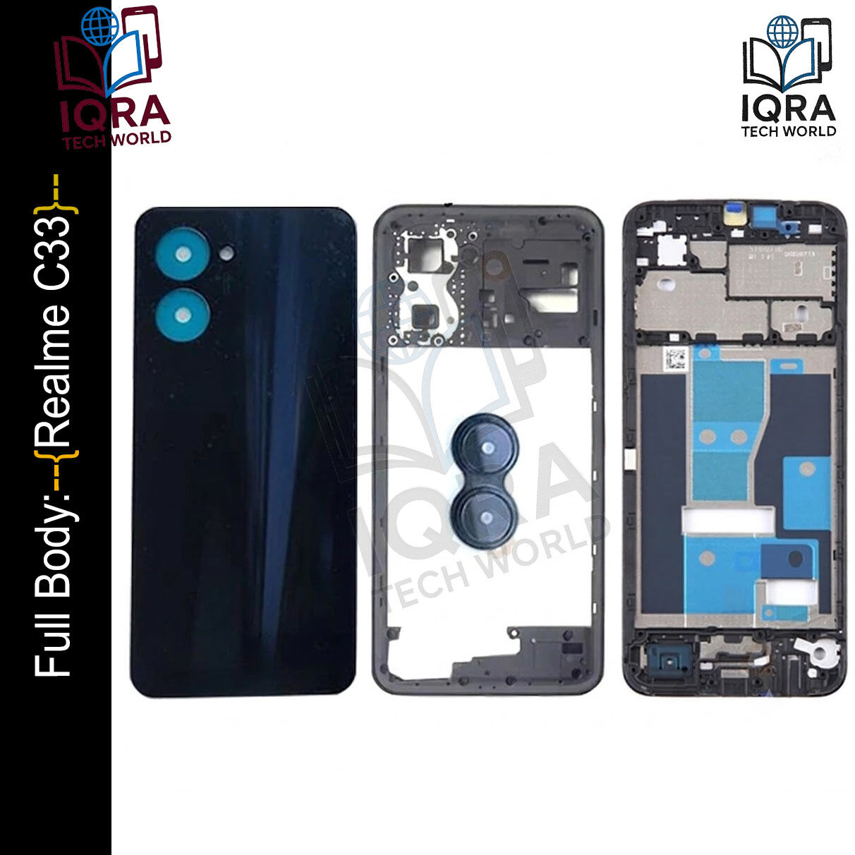 Realme C33 Full Body Housing / Middle Frame Chassis with Back Panel(Black) Replacement Parts Price in Bangladesh - Mobile.com.bd