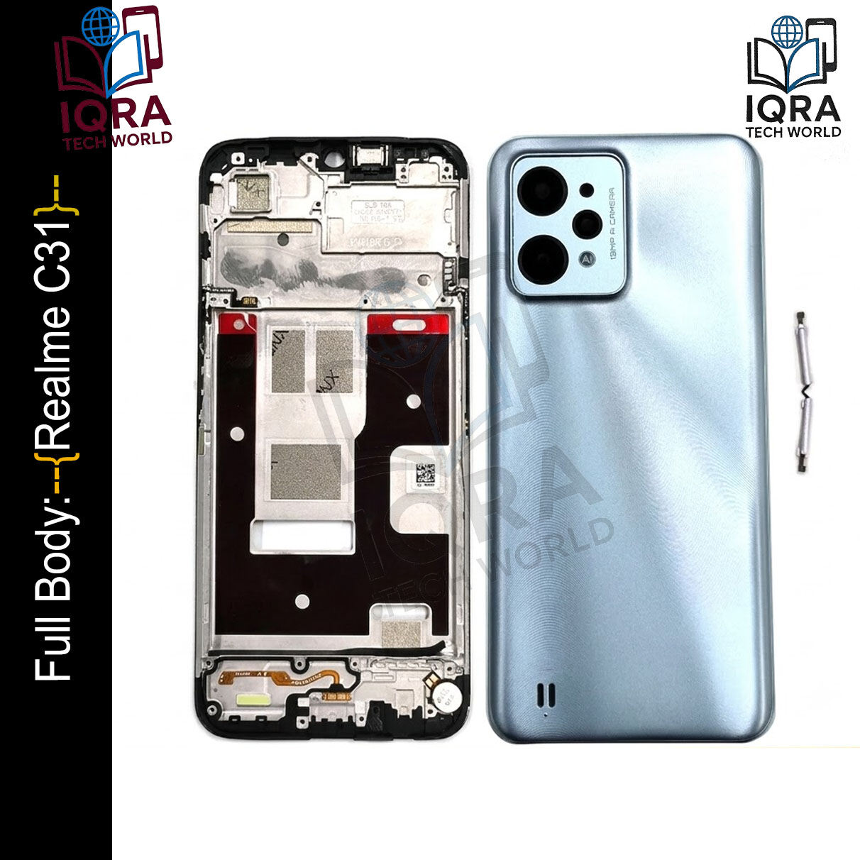 Realme C31 Full Body Housing / Middle Frame Chassis with Back Panel(Silver) Replacement Parts Price in Bangladesh - Mobile.com.bd