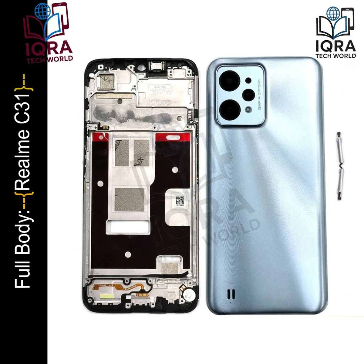 Realme C31 Full Body Housing / Middle Frame Chassis with Back Panel(Silver) Replacement Parts Price in Bangladesh - Mobile.com.bd
