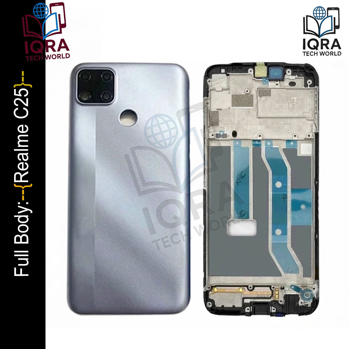 Realme C25 Full Body Housing / Middle Frame Chassis with Back Panel(Grey) Replacement Parts Price in Bangladesh - Mobile.com.bd