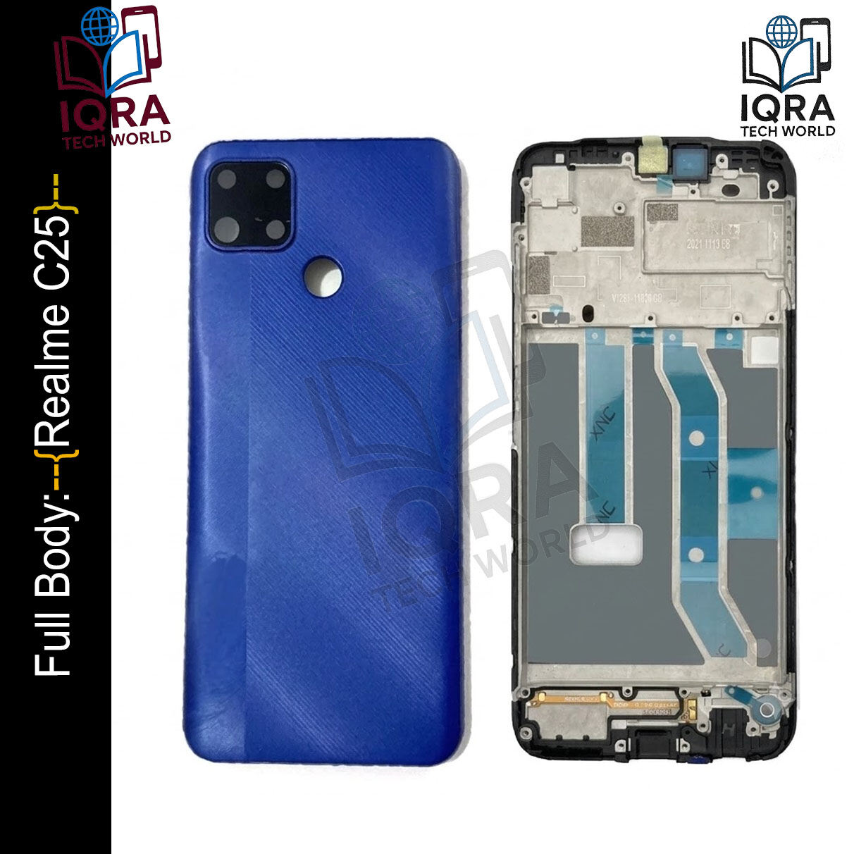 Realme C25 Full Body Housing / Middle Frame Chassis with Back Panel(Blue) Replacement Parts Price in Bangladesh - Mobile.com.bd