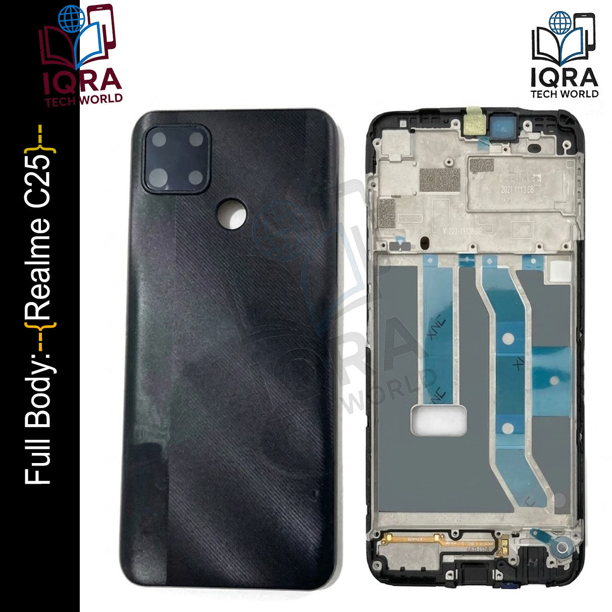 Realme C25 Full Body Housing / Middle Frame Chassis with Back Panel(Black) Replacement Parts Price in Bangladesh - Mobile.com.bd