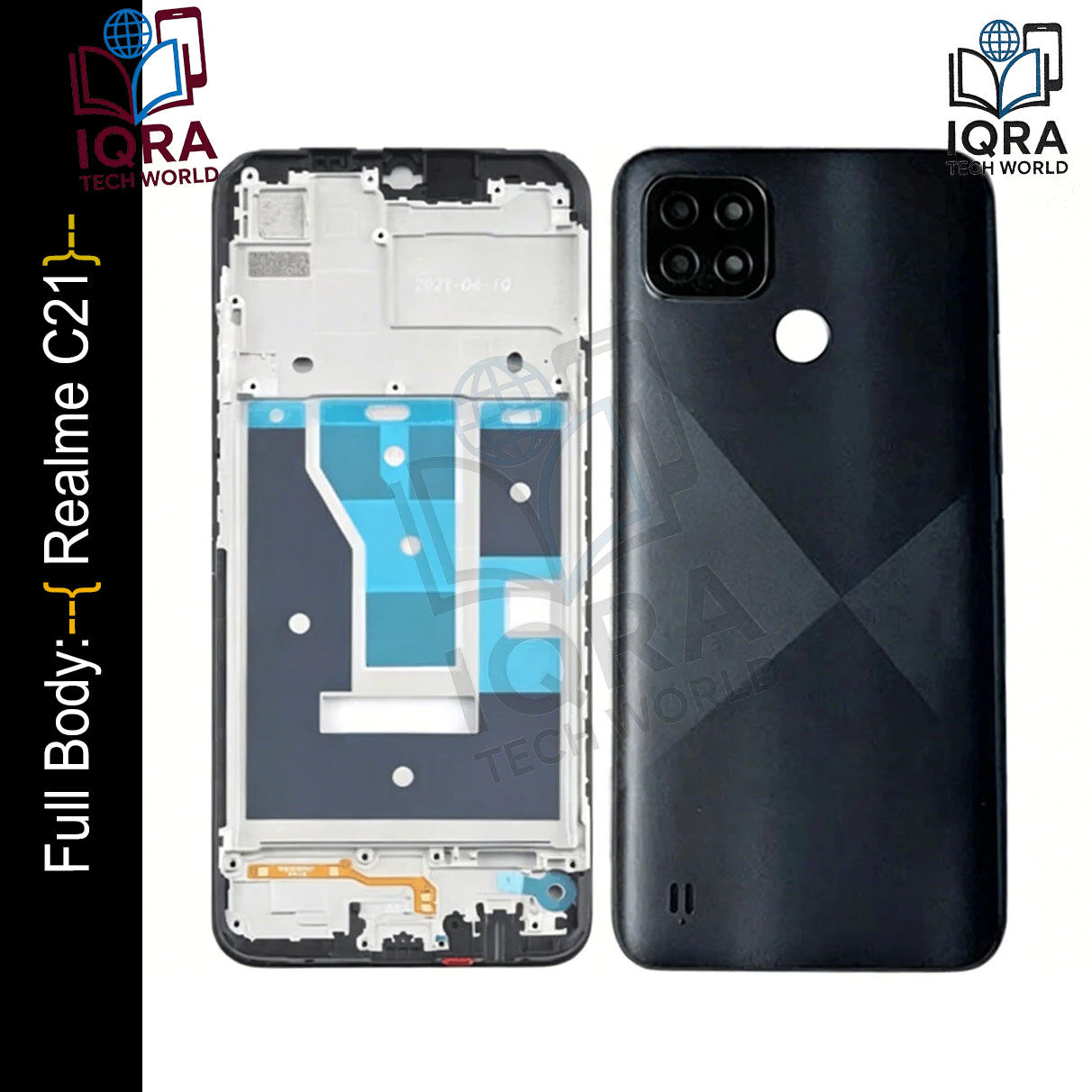 Realme C21Full Body Housing / Middle Frame Chassis with Back Panel(Black) Replacement Parts Price in Bangladesh - Mobile.com.bd