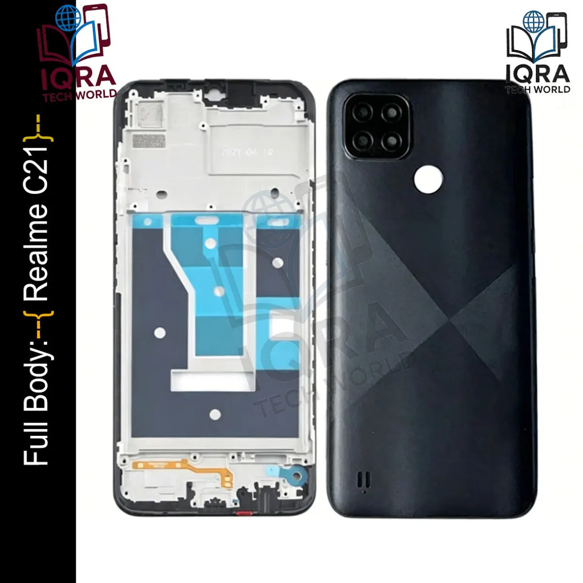 Realme C21Full Body Housing / Middle Frame Chassis with Back Panel(Black) Replacement Parts Price in Bangladesh - Mobile.com.bd