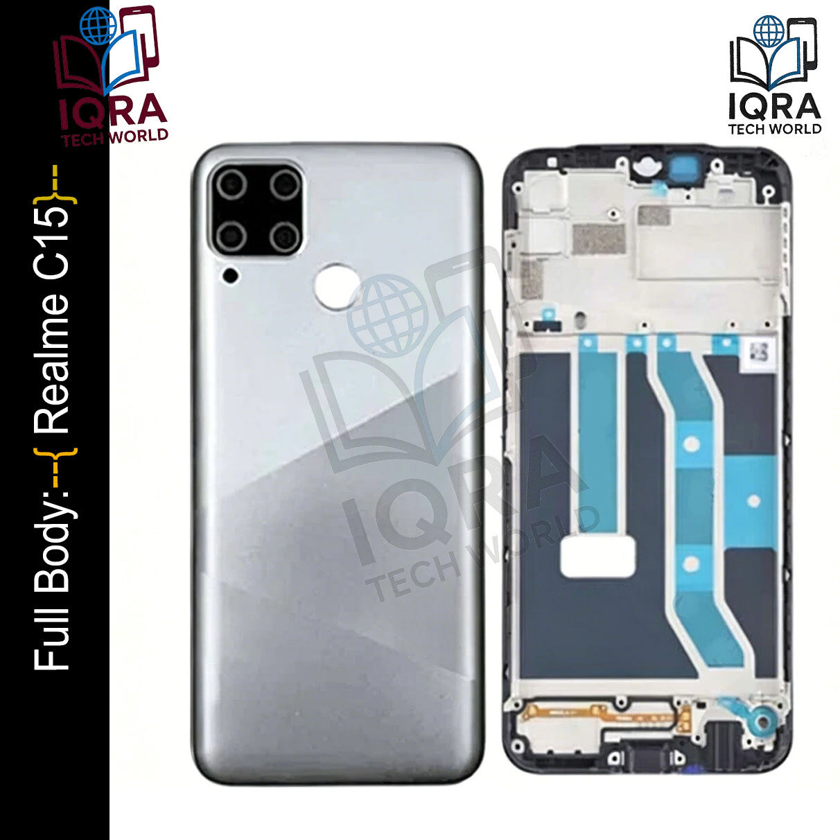 Realme C15 Full Body Housing / Middle Frame Chassis with Back Panel(Silver) Replacement Parts Price in Bangladesh - Mobile.com.bd