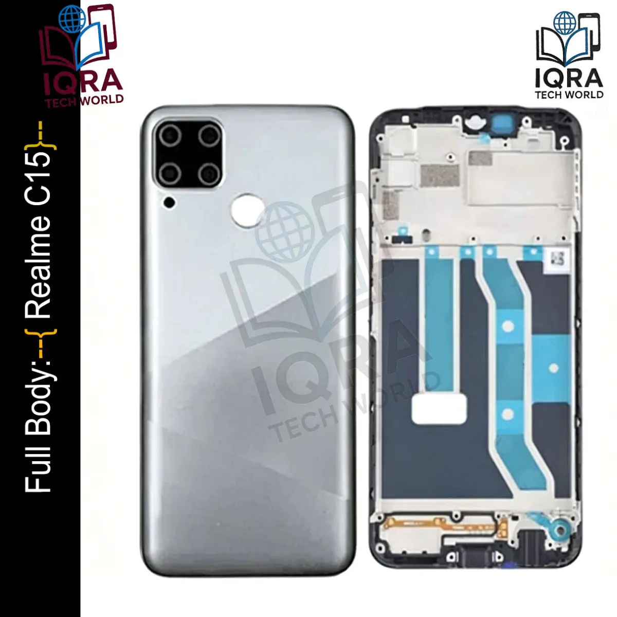 Realme C15 Full Body Housing / Middle Frame Chassis with Back Panel(Silver) Replacement Parts Price in Bangladesh - Mobile.com.bd