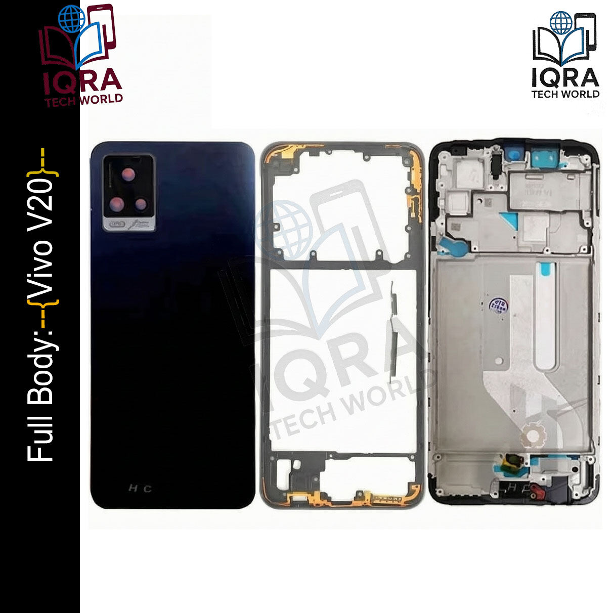 Vivo V20 Full Body Housing / Middle Frame Chassis with Back Panel(Black) Replacement Parts Price in Bangladesh - Mobile.com.bd
