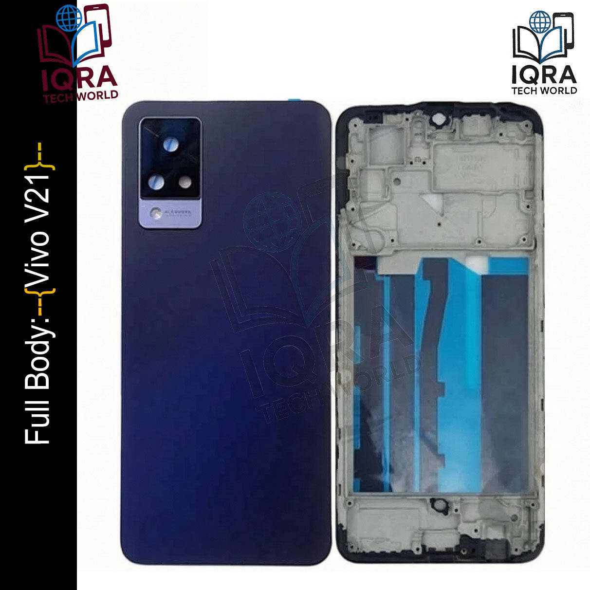 Vivo V21 Full Body Housing / Middle Frame Chassis with Back Panel(Black) Replacement Parts Price in Bangladesh - Mobile.com.bd