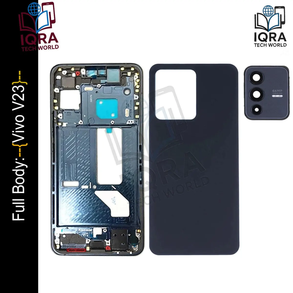 Vivo V23 Full Body Housing / Middle Frame Chassis with Back Panel(Black) Replacement Parts Price in Bangladesh - Mobile.com.bd