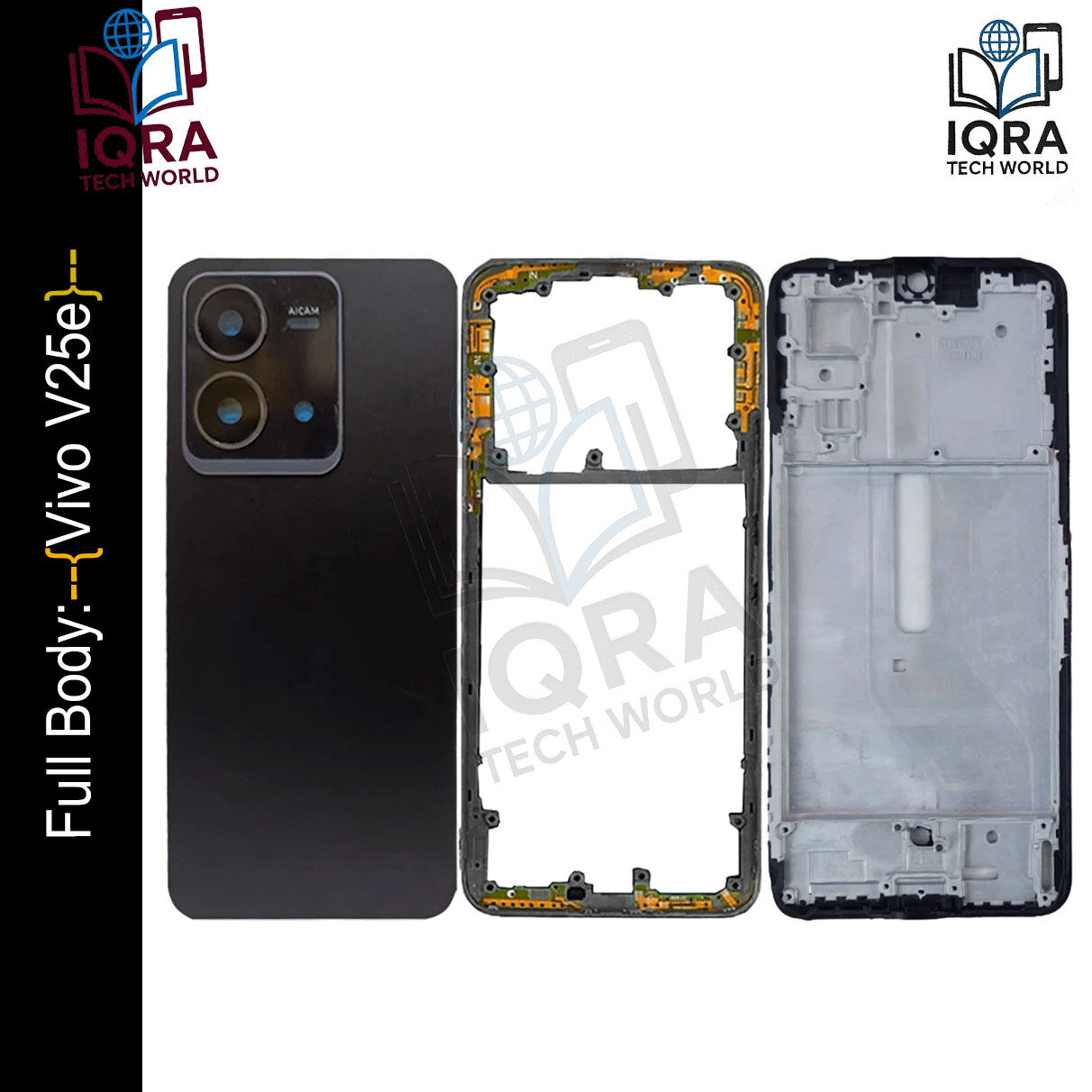 Vivo V25e Full Body Housing / Middle Frame Chassis with Back Panel(Black) Replacement Parts Price in Bangladesh - Mobile.com.bd