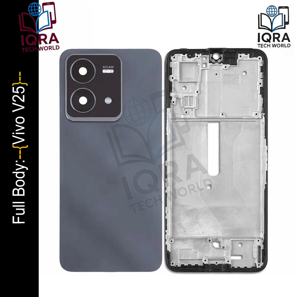 Vivo V25 Full Body Housing / Middle Frame Chassis with Back Panel(Black) Replacement Parts Price in Bangladesh - Mobile.com.bd