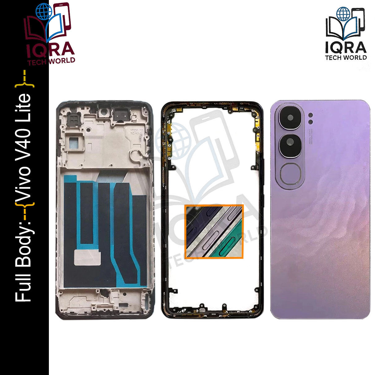Vivo V40 Lite Full Body Housing / Middle Frame Chassis with Back Panel(Pink) Replacement Parts Price in Bangladesh - Mobile.com.bd
