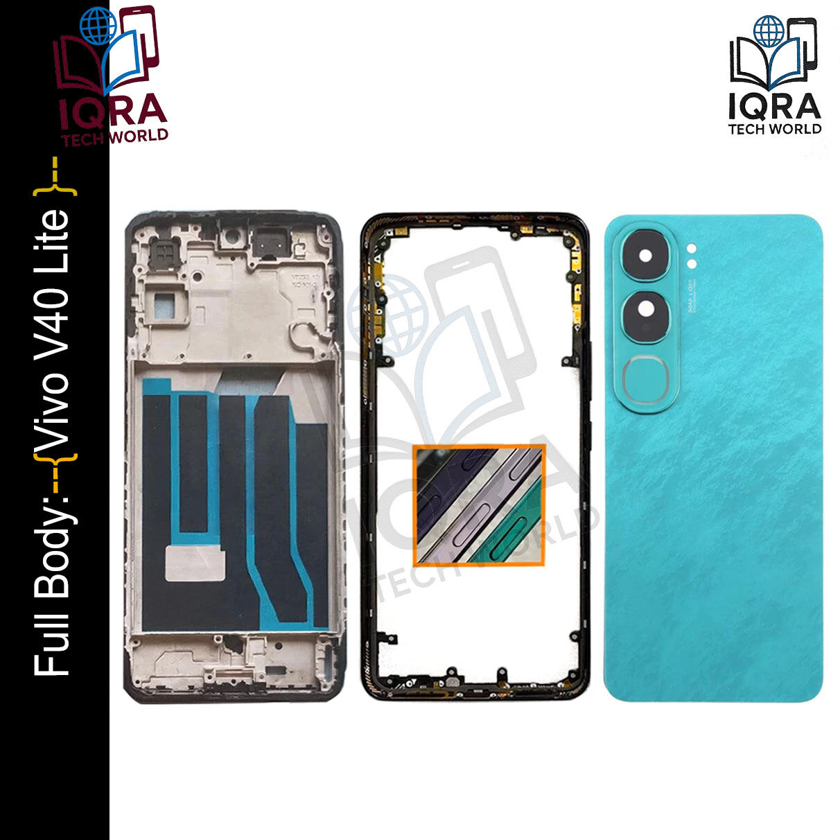 Vivo V40 Lite Full Body Housing / Middle Frame Chassis with Back Panel(Green) Replacement Parts Price in Bangladesh - Mobile.com.bd