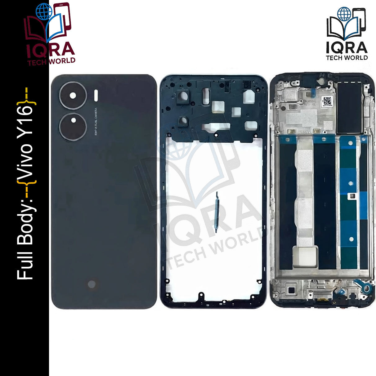 Vivo Y16 Full Body Housing / Middle Frame Chassis with Back Panel(Black) Replacement Parts Price in Bangladesh - Mobile.com.bd