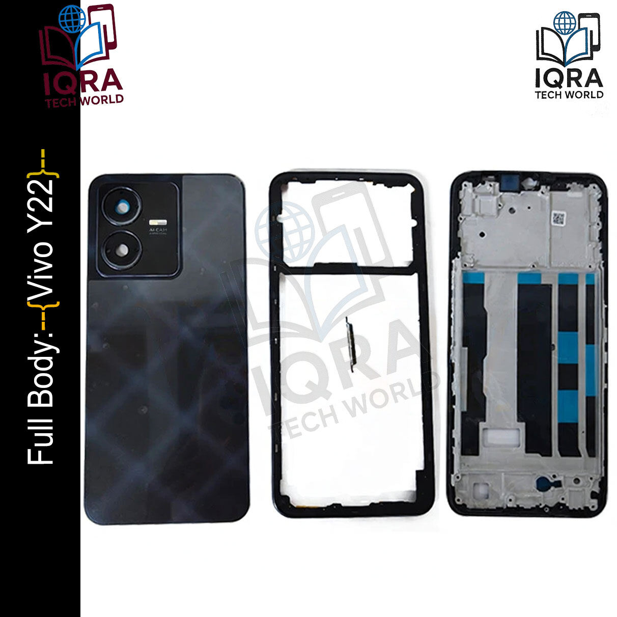 Vivo Y22 Full Body Housing / Middle Frame Chassis with Back Panel(Black) Replacement Parts Price in Bangladesh - Mobile.com.bd