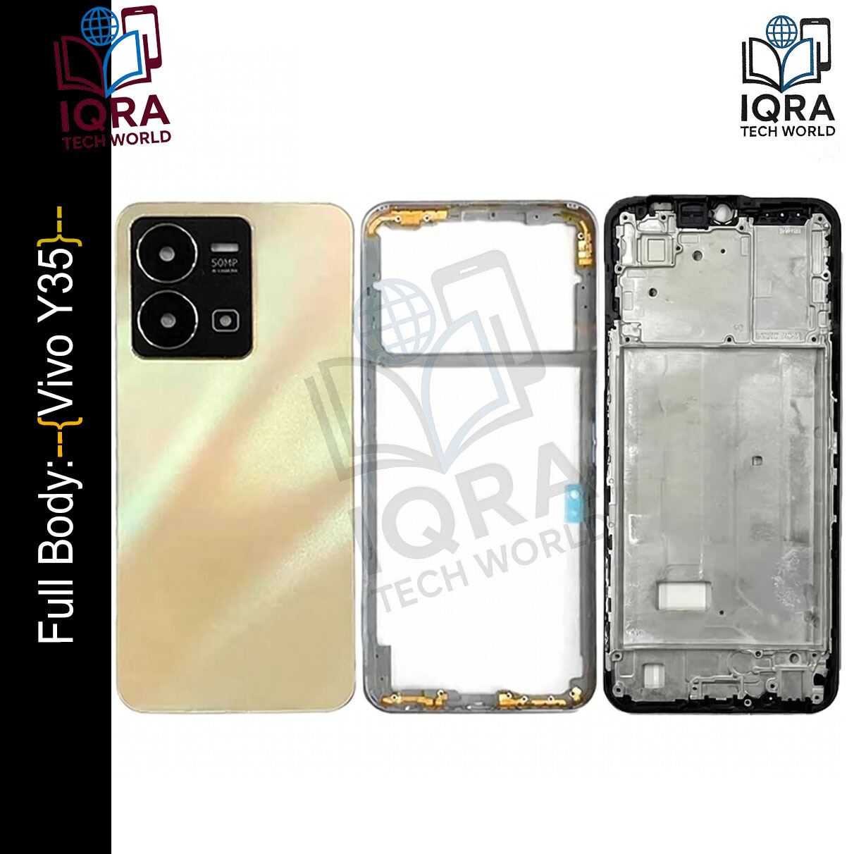 Vivo Y35 Full Body Housing / Middle Frame Chassis with Back Panel(Gold) Replacement Parts Price in Bangladesh - Mobile.com.bd