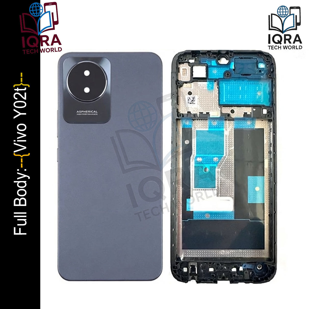 Vivo Y02t Full Body Housing / Middle Frame Chassis with Back Panel(Black) Replacement Parts Price in Bangladesh - Mobile.com.bd