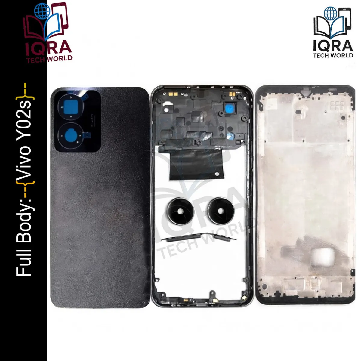 Vivo Y02s Full Body Housing / Middle Frame Chassis with Back Panel(Black) Replacement Parts Price in Bangladesh - Mobile.com.bd