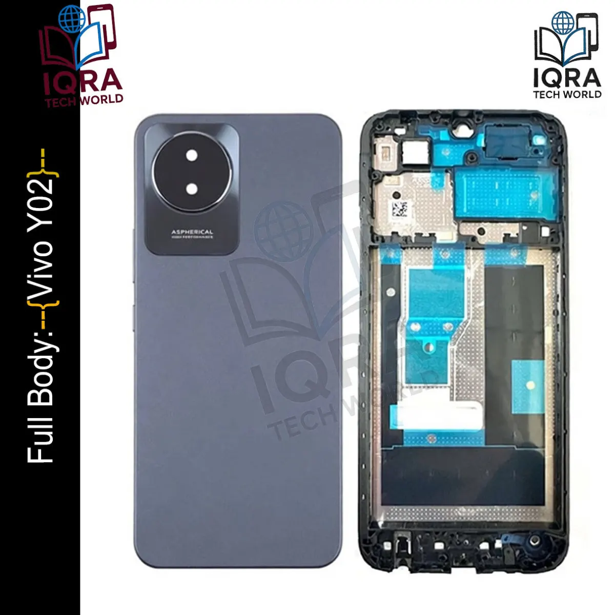 Vivo Y02 Full Body Housing / Middle Frame Chassis with Back Panel(Black) Replacement Parts Price in Bangladesh - Mobile.com.bd