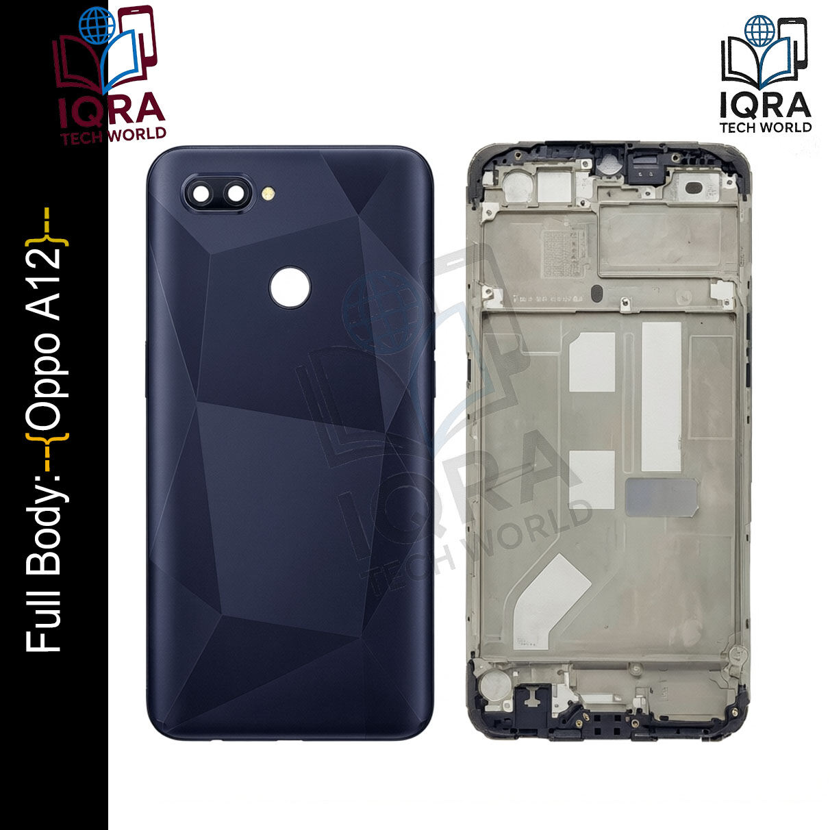 Oppo A12 Full Body Housing / Middle Frame Chassis with Back Panel(Black) Replacement Parts Price in Bangladesh - Mobile.com.bd