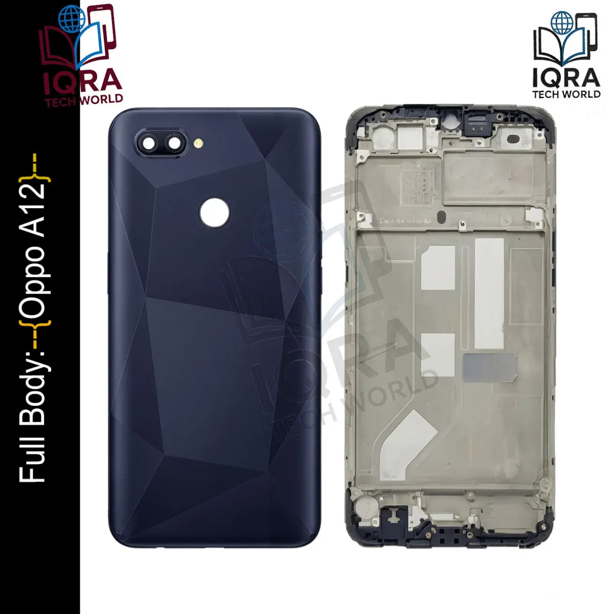 Oppo A12 Full Body Housing / Middle Frame Chassis with Back Panel(Black) Replacement Parts Price in Bangladesh - Mobile.com.bd