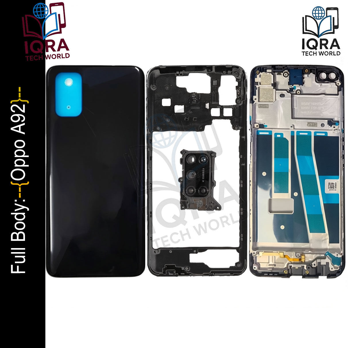 Oppo A92 Full Body Housing / Middle Frame Chassis with Back Panel(Black) Replacement Parts Price in Bangladesh - Mobile.com.bd