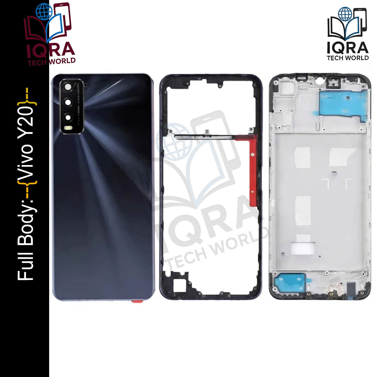 Vivo Y20 Full Body Housing / Middle Frame Chassis with Back Panel(Black) Replacement Parts Price in Bangladesh - Mobile.com.bd