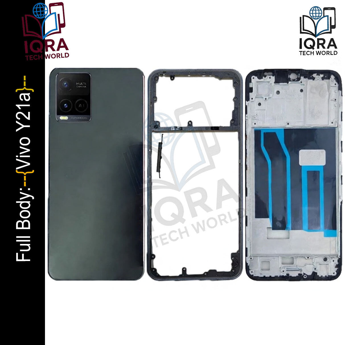 Vivo Y21a Full Body Housing / Middle Frame Chassis with Back Panel(Black) Replacement Parts Price in Bangladesh - Mobile.com.bd