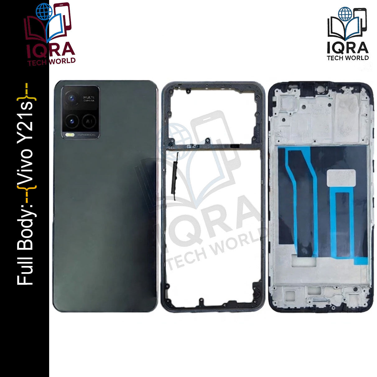 Vivo Y21s Full Body Housing / Middle Frame Chassis with Back Panel(Black) Replacement Parts Price in Bangladesh - Mobile.com.bd