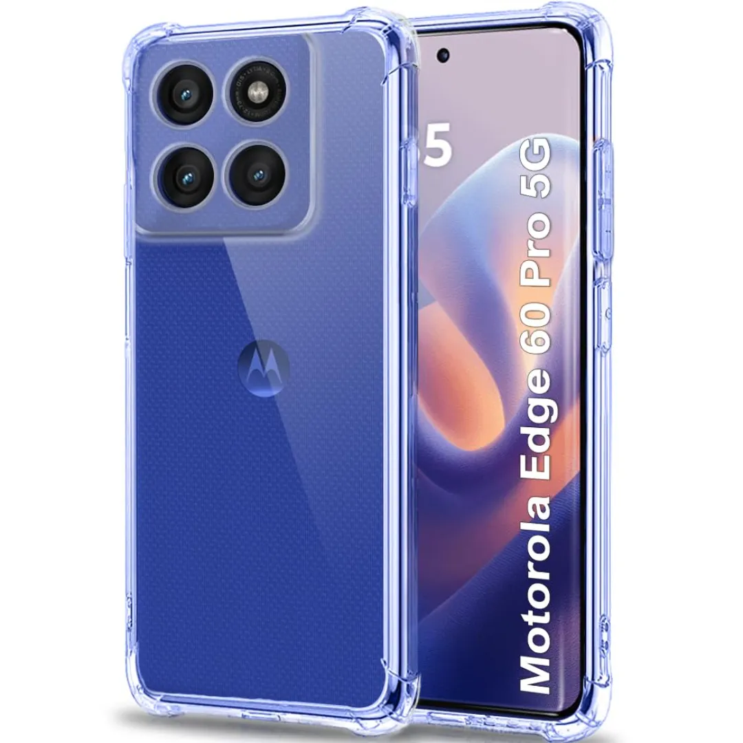 Hybrid Shockproof Back Cover Case For Motorola Moto Edge 60 Pro 5G Hard Back Cover Case For Motorola Edge 60 Pro 5G (Pc & Tpu, Transparent Clear Back, Clear Sides)