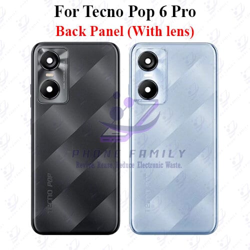 For Tecno Pop 6 Pro Back Panel/Backshell/ Casing + Camera Lens + Side Button With Logo-All Colors Available Price in Bangladesh - Mobile.com.bd