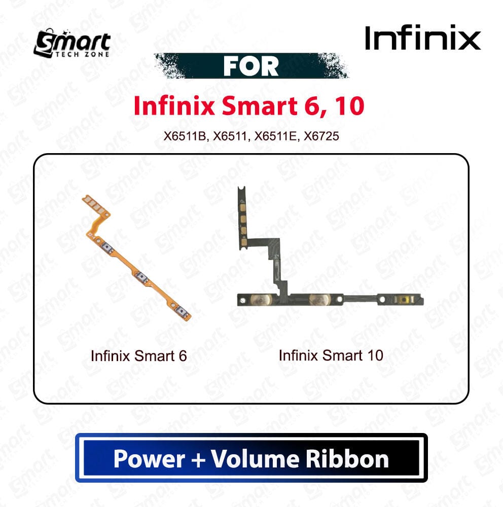 Infinix Smart 6, Infinix Smart 10 Power On Off Switch Volume Up Down Side Button Flex Cable Replacement Spare Part - Price in Bangladesh