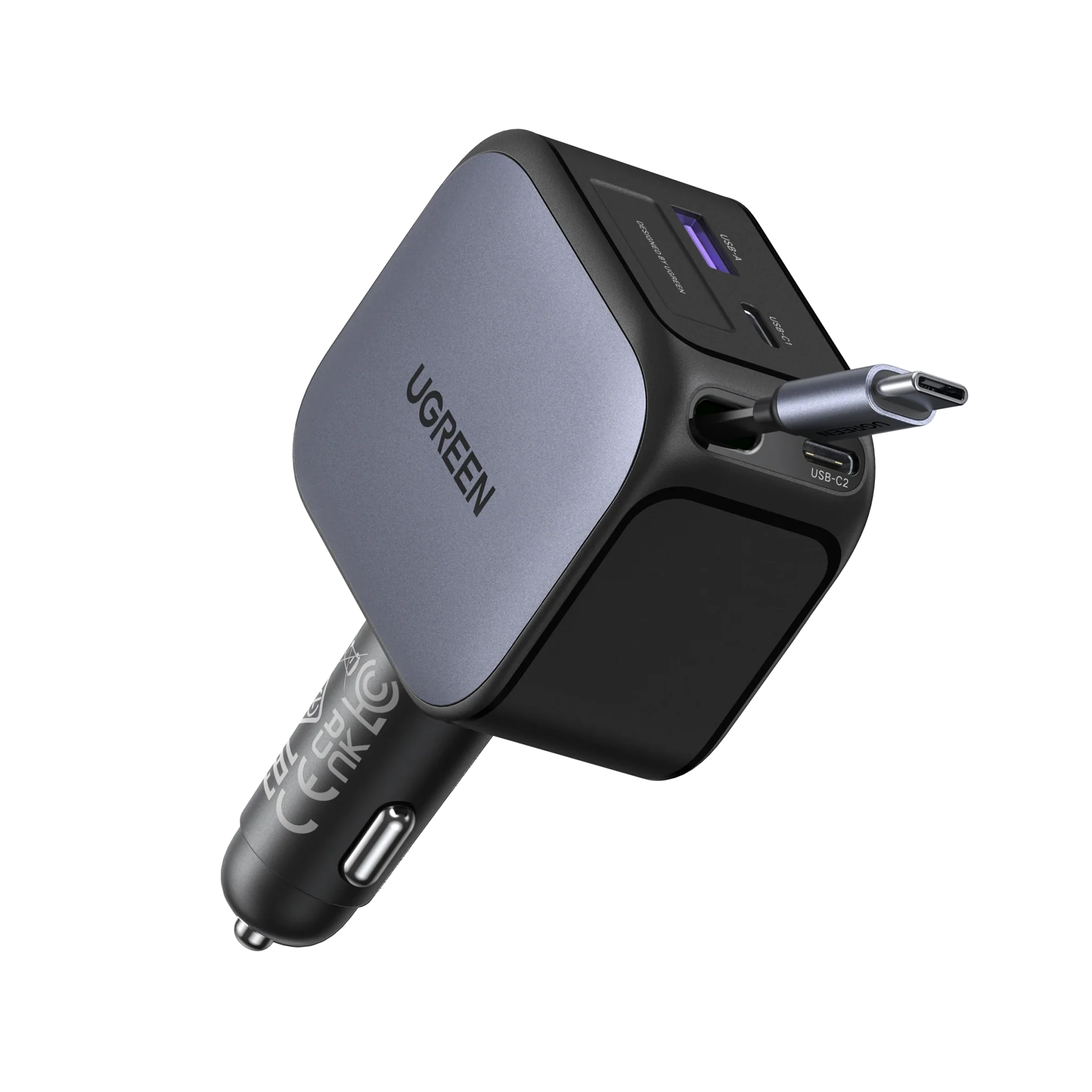 UGREEN 55910B 145W Fast Car Charger with Retractable Cable - Price in Bangladesh
