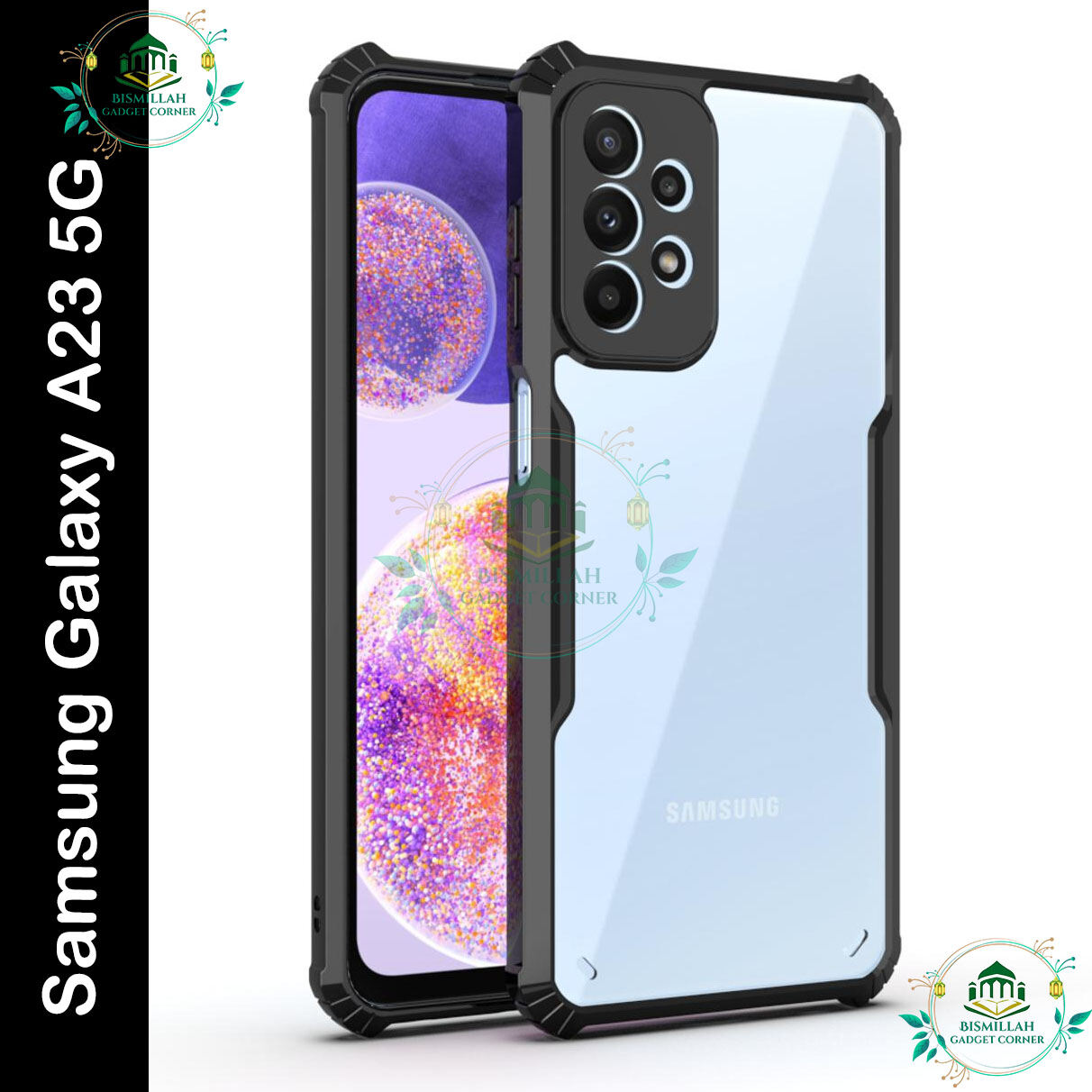 For Samsung Galaxy A23 5G Edge-Reinforced Shockproof Cushion Back Clear Hybrid Transparent Hard Cover Casing - Phone Back Cover - Camera