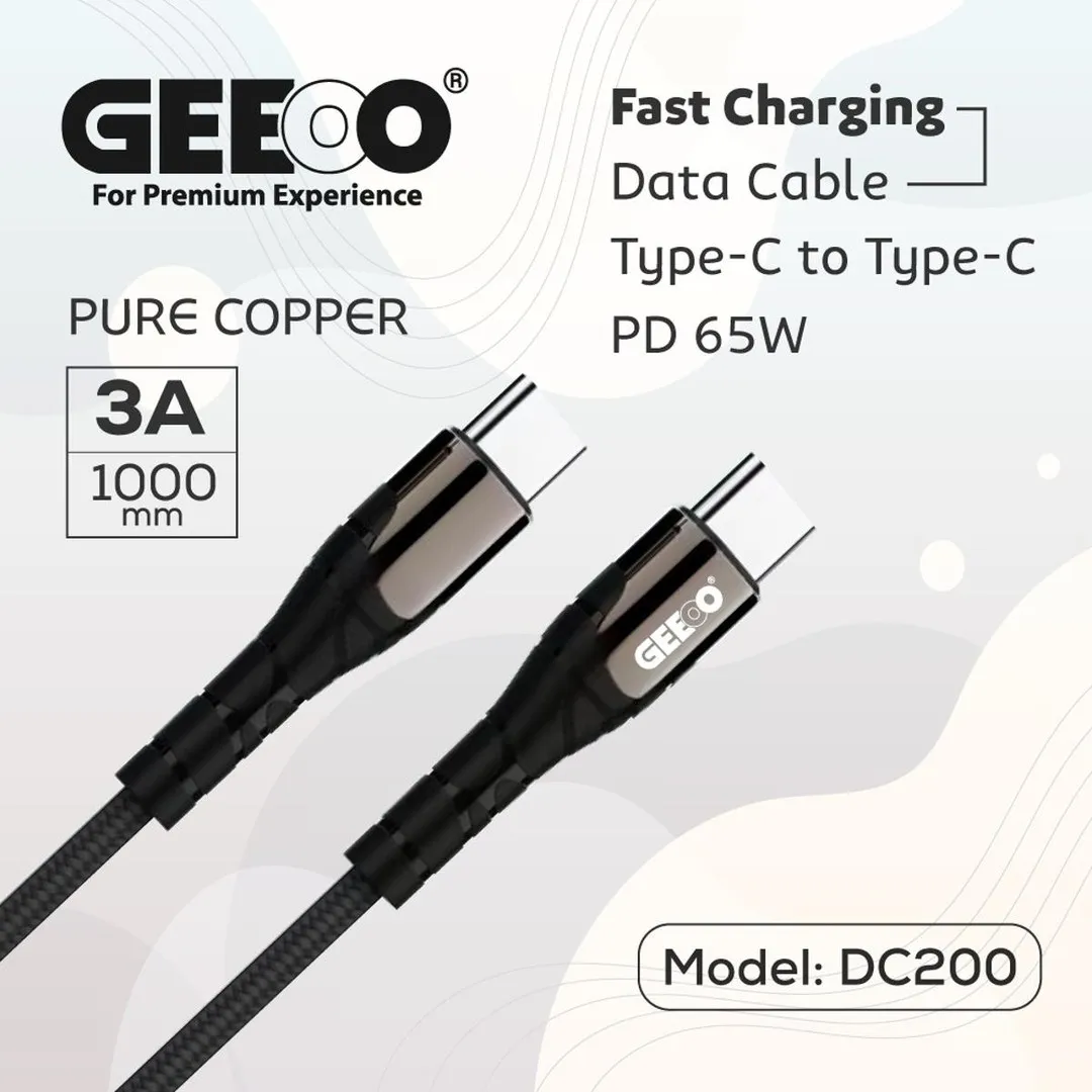 GEEOO Type-C to Type-C PD Data Cable 65W DC200 3A - Price in Bangladesh