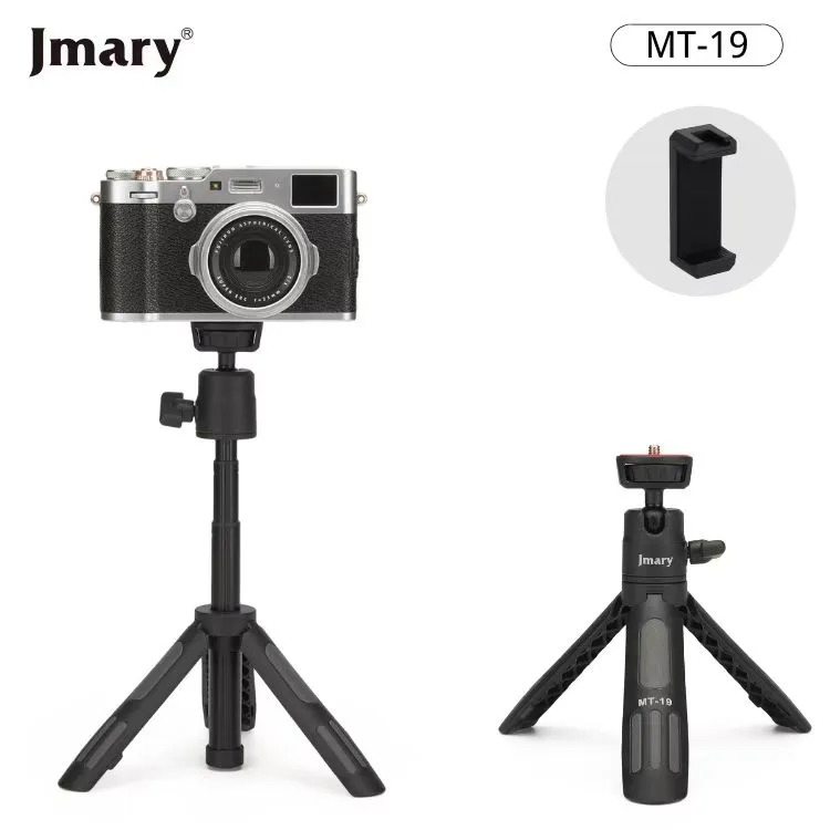 Jmary MT 19 Mini Tripod Stand with Universal Mobile Phone Holder and High Quality Aluminum Alloy Ball Head Black - Price in Bangladesh